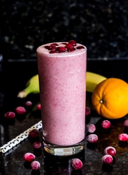 apple smoothie with orange banana cranberries